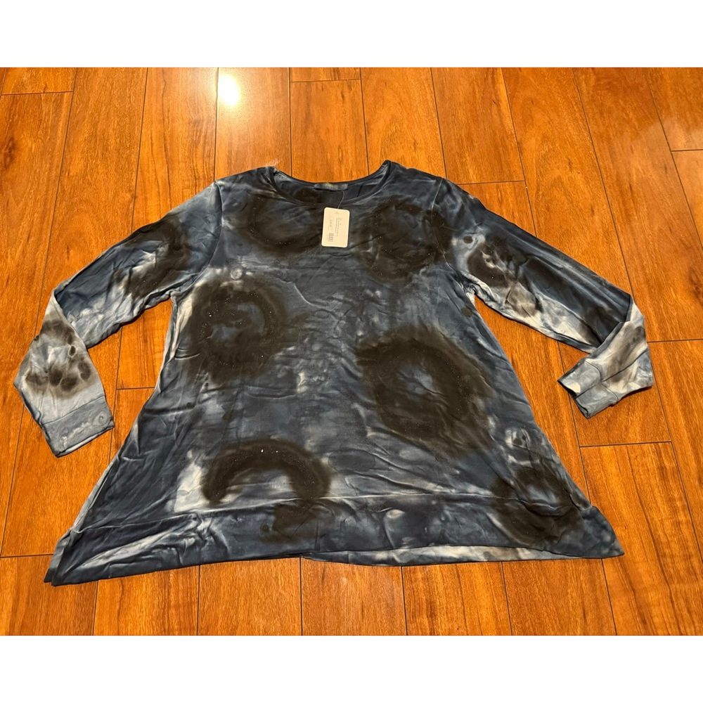 Women's Melarosa Italy Tunic XL Blue Black Hand Painted